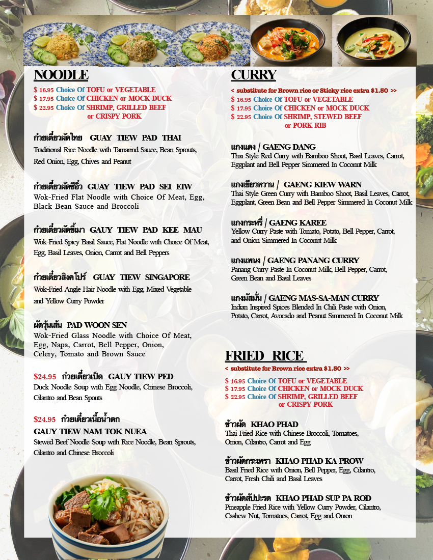 Forever Thai Menu - Image 1